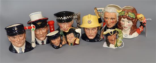 Eight Royal Doulton small and miniature character jugs,